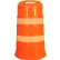 Baril de signalisation Cortina avec (4) bandes réfléchissantes de 4 pouces de qualité « Engineer Grade », en LDPE, 03-782-4EG