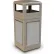 Poubelle carrée PolyTec™ avec couvercle bombé, beige avec panneaux horizontaux en acier inoxydable, 42 gallons