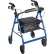 Rollator en aluminium avec roulettes de 6", dossier rabattable et amovible, siège rembourré, bleu