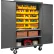 Armoire mobile Durham Mfg.® avec 2 étagères réglables, 18 bacs jaunes, calibre 16, 48" de largeur x 24" de profondeur x 81" de hauteur