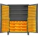 Armoire de rangement Durham Mfg.® avec 185 bacs jaunes à accrocher – 60" de largeur x 24" de profondeur x 84" de hauteur