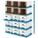 Boîte de rangement Fellowes « Bankers Letter/Legal » / « Cube Box Shell », 15" de long x 12" de large x 10" de haut, blanche et bleue - Lot de 6