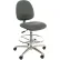 Tabouret ESD avec repose-pieds - Dossier mi-haut - Tissu - Gris - Piètement en aluminium