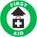 Walk On Floor Sign - First Aid, 17" Dia.