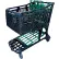 Chariot de courses en plastique noir avec siège et plateau verts - Capacité du panier : 11 575 pouces cubes