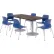 KFI Table & Chair Set, 72"Lx36"W, Espresso Table With Navy Chairs