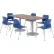 Ensemble table et chaises KFI, 72" de long x 36" de large, table en teck avec chaises bleu marine
