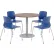 Ensemble table et chaises rondes KFI 42", table en teck et chaises bleu marine