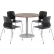 KFI 42" Round Table & Chair Set, Teak Table With Black Chairs
