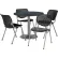 Ensemble table et chaises de salle à manger rondes KFI 36", table graphite avec chaises en plastique noir