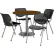 Ensemble table et chaises de salle à manger rondes KFI 36", table en noyer avec chaises en plastique noir