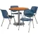 Ensemble de table et chaises de salle à manger rondes KFI 42", table en chêne moyen avec chaises en plastique bleu marine