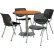 Ensemble table et chaises de salle à manger rondes KFI 42", table en chêne et chaises en plastique noir