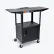 Chariot multimédia Luxor en acier à hauteur réglable, avec meuble de rangement et plateau rabattable, noir, 24" de largeur x 18" de profondeur x 24" à 42" de hauteur