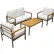 Ensemble de jardin 4 pièces DUKAP® Ribe en aluminium, avec touches de bois et coussins beiges