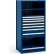 Rousseau Metal Steel Shelving 37-5/8"Wx24"Dx75"H Closed 4 Shelf 7 Drawer Avalanche Blue