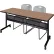 Table gigogne Regency® Kobe avec 2 chaises empilables Zeng Gray, 183 cm L x 61 cm l, chêne noble