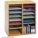 16 Compartment Adjustable Literature Organizer - Medium Oak