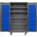 Armoire mobile modulable Global Industrial™ avec bacs et étagères, 48 x 24 x 85, grise, 4 étagères, 120 bacs bleus