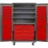 Armoire mobile à bacs et étagères configurable Global Industrial™, 48 x 24 x 85, grise, 4 étagères, 144 bacs rouges