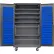 Armoire mobile à bacs et étagères configurable Global Industrial™, 48 x 24 x 85, grise, 7 étagères, 120 bacs bleus