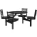 Table de pique-nique ronde Global Industrial™ 36 po, en fibre de verre, plateau en obsidienne et sièges pivotants