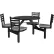 Global Industrial™ 36" Round Picnic Table, Fiberglass, Obsidian Top, Gray Swivel Seats