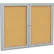 Ghent Enclosed Bulletin Board, 2 Door, 60"W x 48"H, Natural Cork/Silver Frame