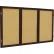 Ghent Enclosed Bulletin Board, 3 Door, 96"W x 48"H, Natural Cork/Walnut Frame