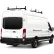 Vantech H1 3 Bar Steel Ladder Roof Rack for Ford Transit Cargo Van 2015-On, Black