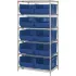 Quantum® Storage Systems Chrome Wire Shelving with Hulk Contianers