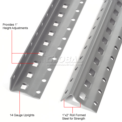 Global Industrial™ Steel Shelving 18 Ga 48"Wx12"Dx85"H Closed Clip
