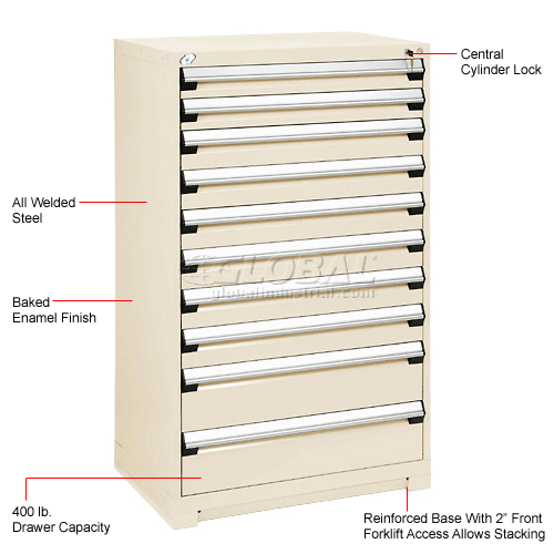 Rousseau Modular Storage Drawer 36x24x60, 10 Drawers (3 Sizes