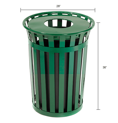 Global Industrial™ Outdoor Slatted Steel Trash Can With Flat Lid
