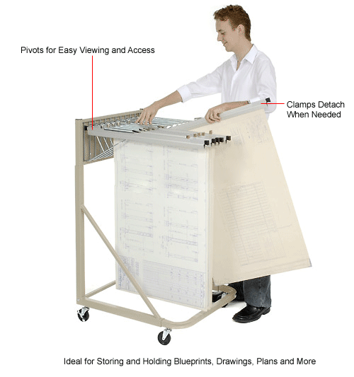 Interion® Blue Print Pivot Mobile Rack With 12 Pivot Hangers 240169