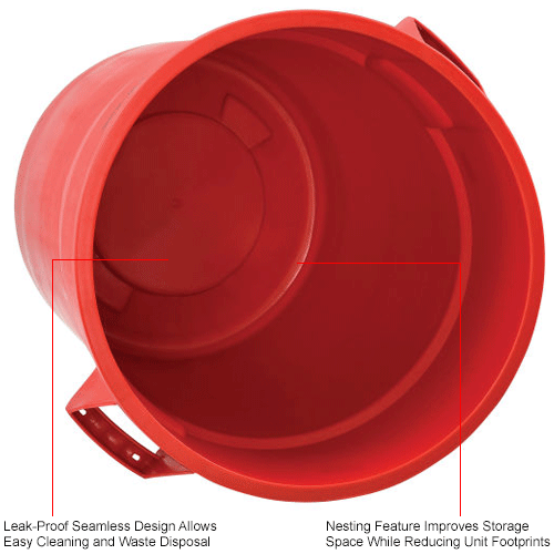 Global Industrial™ Plastic Trash Can 44 Gallon Red 240462rd Globalindustrialca 