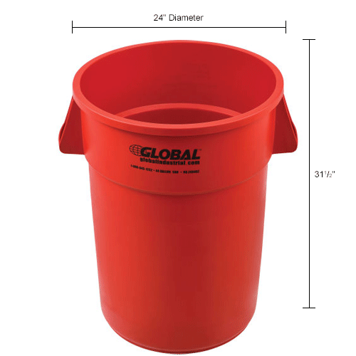 Global Industrial™ Plastic Trash Can 44 Gallon Red 240462rd Globalindustrialca 