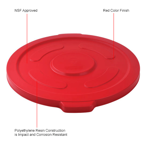 Global Industrial™ Plastic Trash Can Lid 55 Gallon Red 240465rd Globalindustrialca 