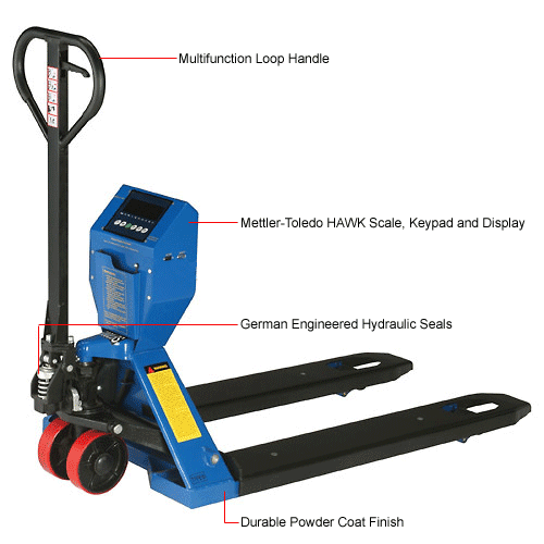 Global Industrial™ LowProfile Pallet Jack Scale Truck, 27"W x 48"L Forks, 5000 Lb. Capacity