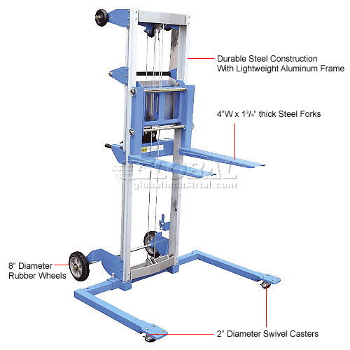 Lightweight Hand Operated Lift Truck ALIFTS 500 Lb. Straddle Legs