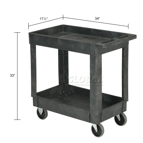 Global Industrial™ Utility Cart w/2 Shelves & 5" Casters, 500 lb. Cap