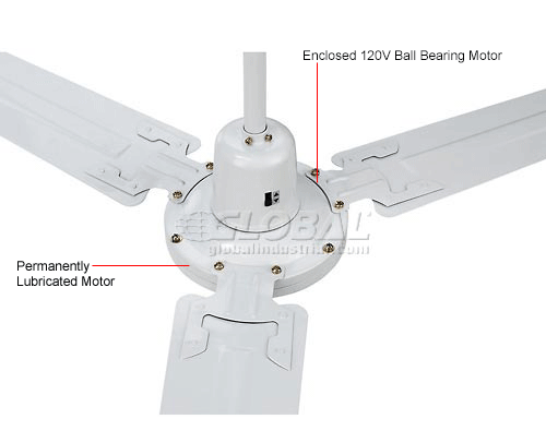 56 Industrial Ceiling Fan White 4 Speed 6500 Cfm 120v