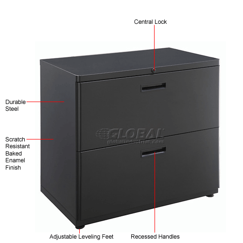 Interion 174 30 Quot Lateral File Cabinet 2 Drawer Charcoal