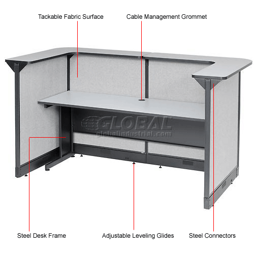 Interion® U-Shaped Reception Station With Raceway, 88