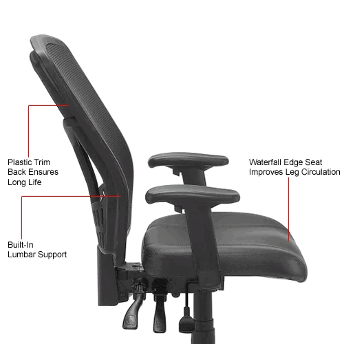 Interion® Mesh Office Chair With High Back & Adjustable Arms, Leather