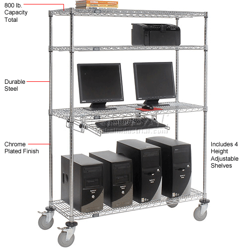Computer Furniture LAN Stations Nexel™ 4Shelf Mobile Wire Computer