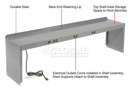 Workbench Power Riser 72 Quot W X 15 Quot D X 18 Quot D Gray