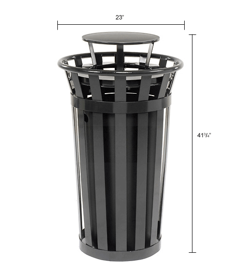 Global Industrial™ Outdoor Slatted Steel Trash Can With Rain Bonnet Lid ...