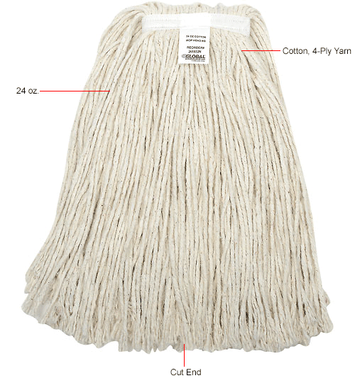 Global Industrial 24 Oz Cotton Cut End Mop Head 4ply Narrow Band 261832n Globalindustrial Ca