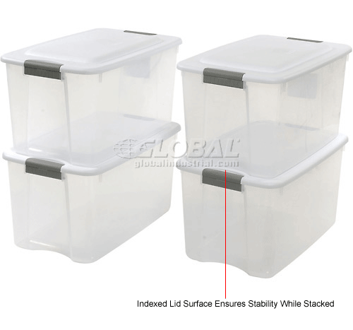 Totes & Containers, Storage Chests, Sterilite Clear Storage Tote With Lid,  19889804, 70 Quart 26-1/8x16-1/4x13-1/2 - Pkg Qty 4